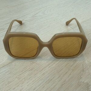 Laurence x Apercu Cafe Creme Square Frame Women's Sunglasses with Amber Lenses